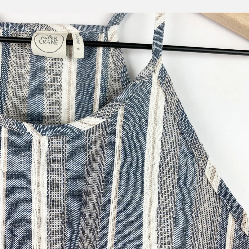 Paper Crane Linen Blue Stripe High Neck Tank - Picture 3 of 3